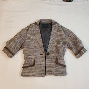 BCBGMaxAzria brown silk tweed suit jacket blazer